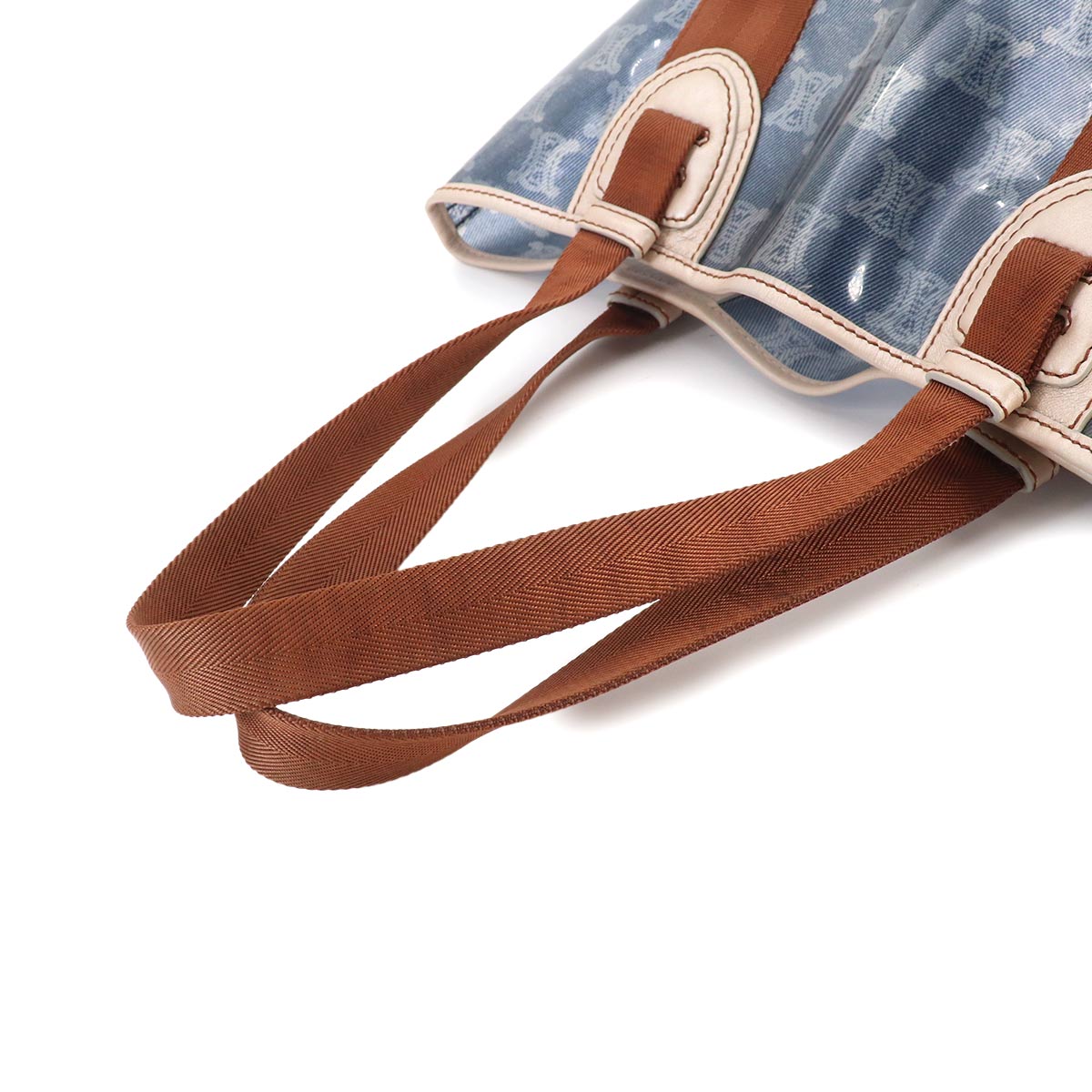 Macadam Tote Bag PVC Canvas Leather Blue Brown Vintage