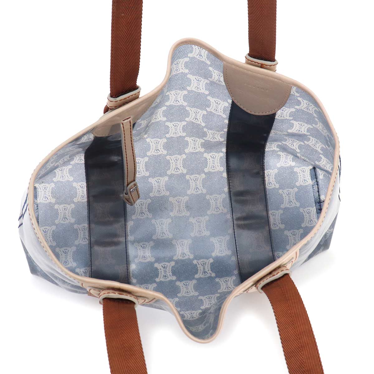 Macadam Tote Bag PVC Canvas Leather Blue Brown Vintage