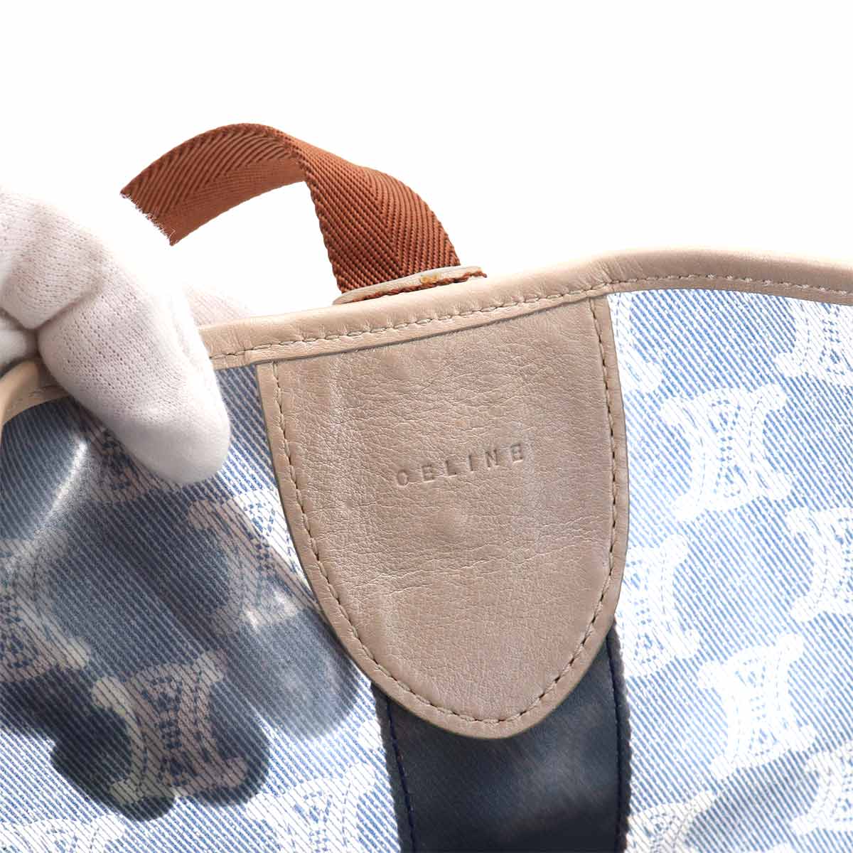 Macadam Tote Bag PVC Canvas Leather Blue Brown Vintage