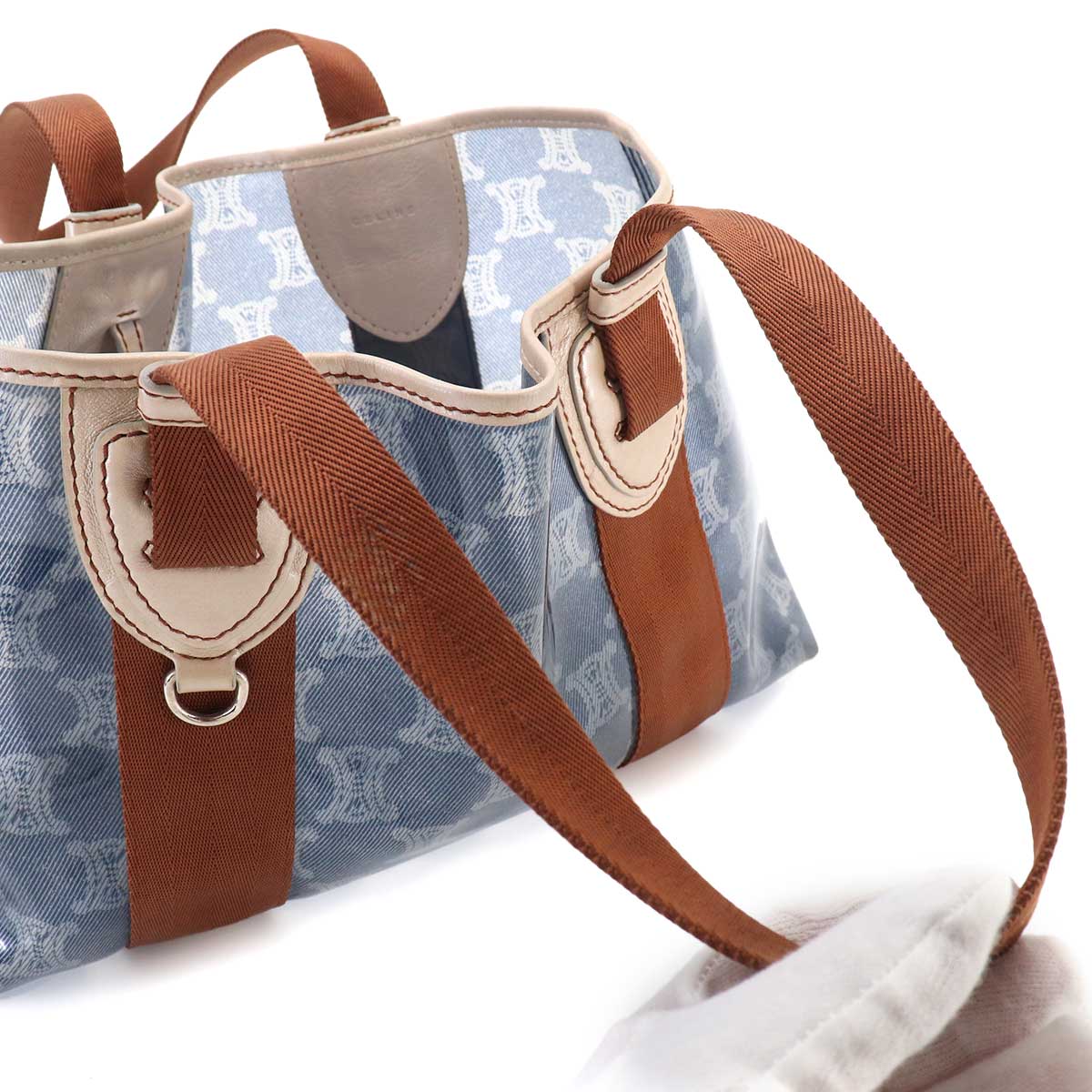 Macadam Tote Bag PVC Canvas Leather Blue Brown Vintage