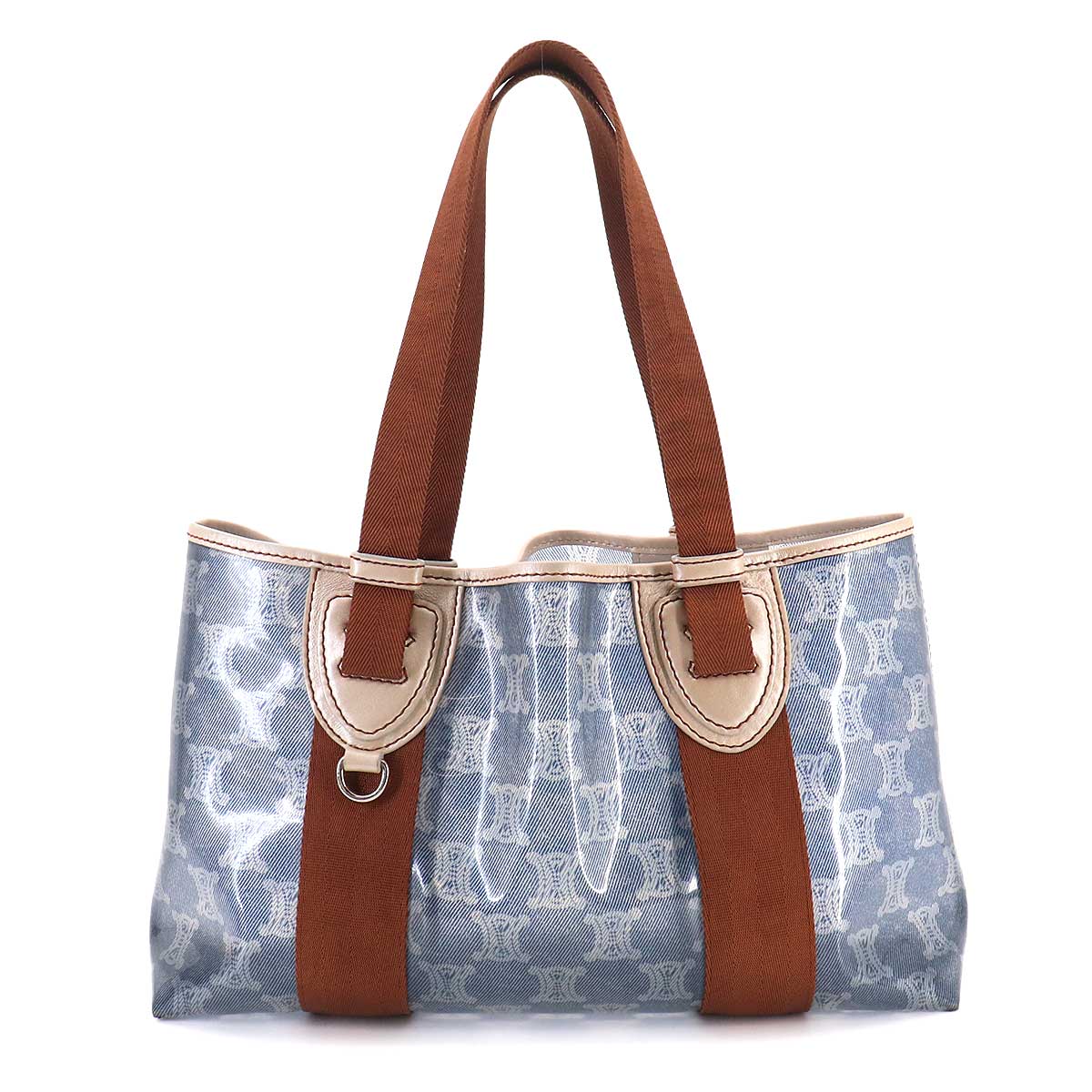 Macadam Tote Bag PVC Canvas Leather Blue Brown Vintage