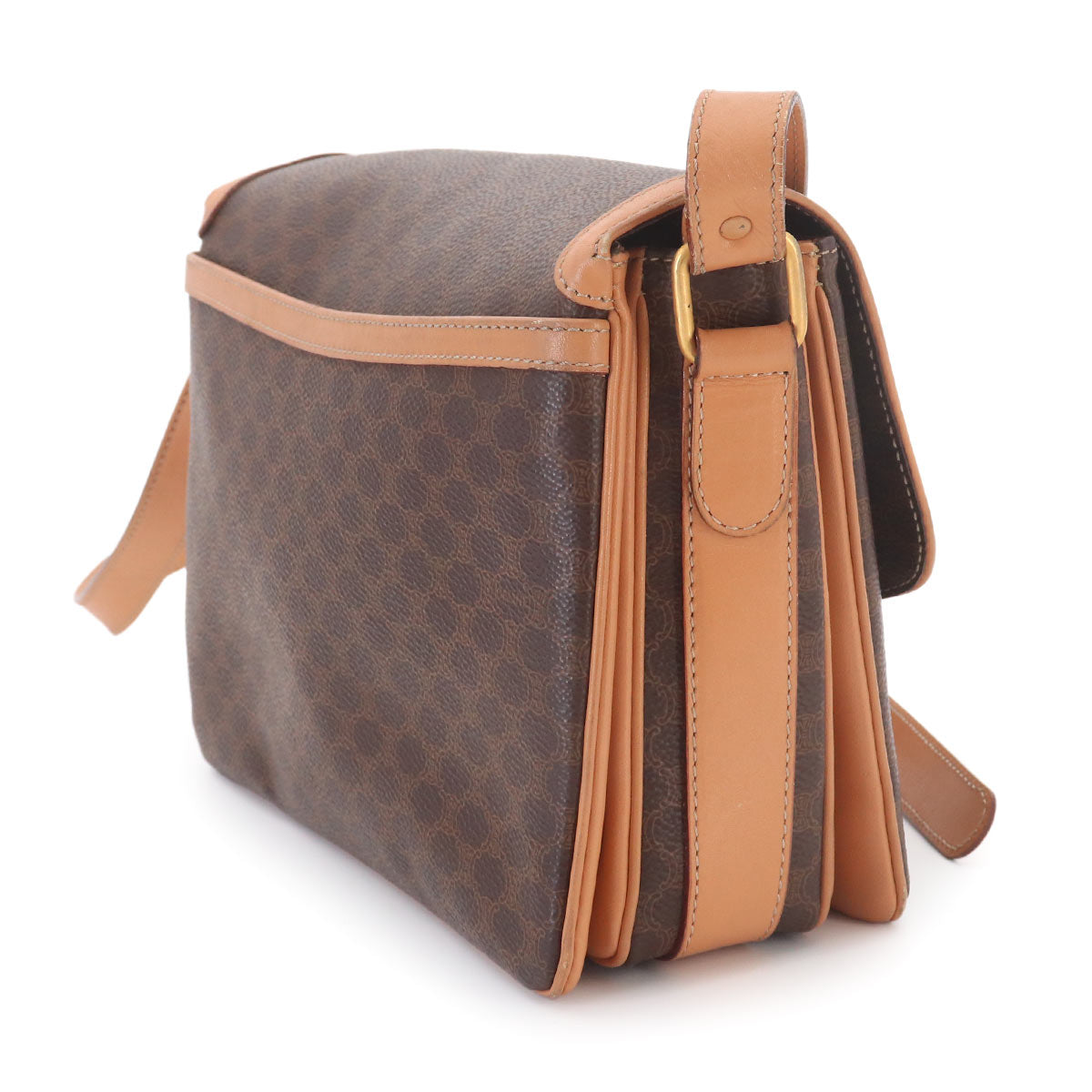 Macadam Shoulder Bag Leather PVC Brown Vintage Purse