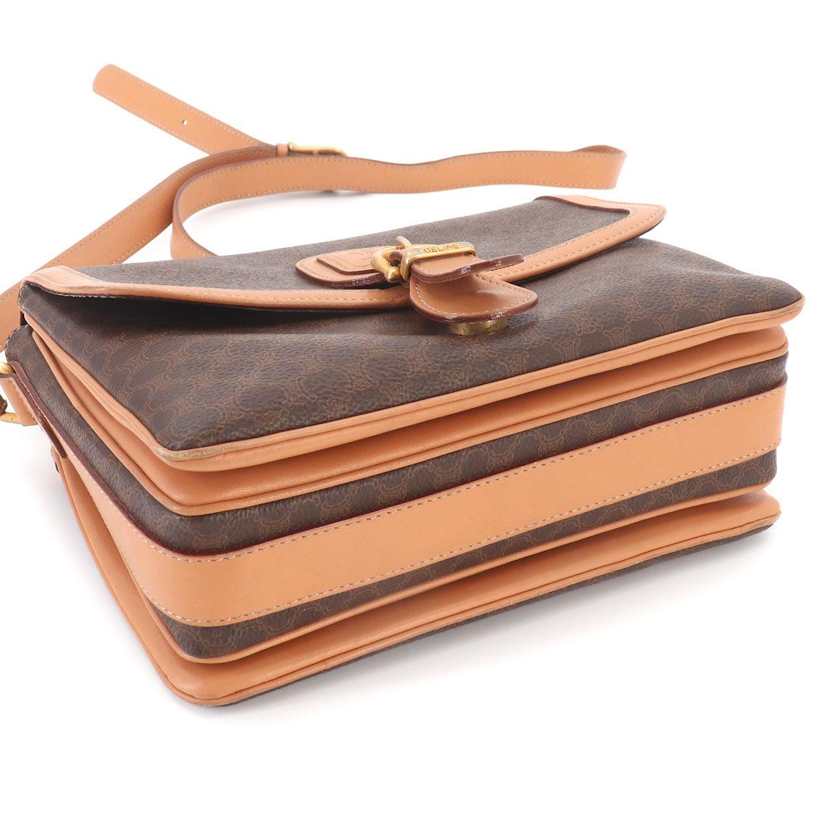 Macadam Shoulder Bag Leather PVC Brown Vintage Purse