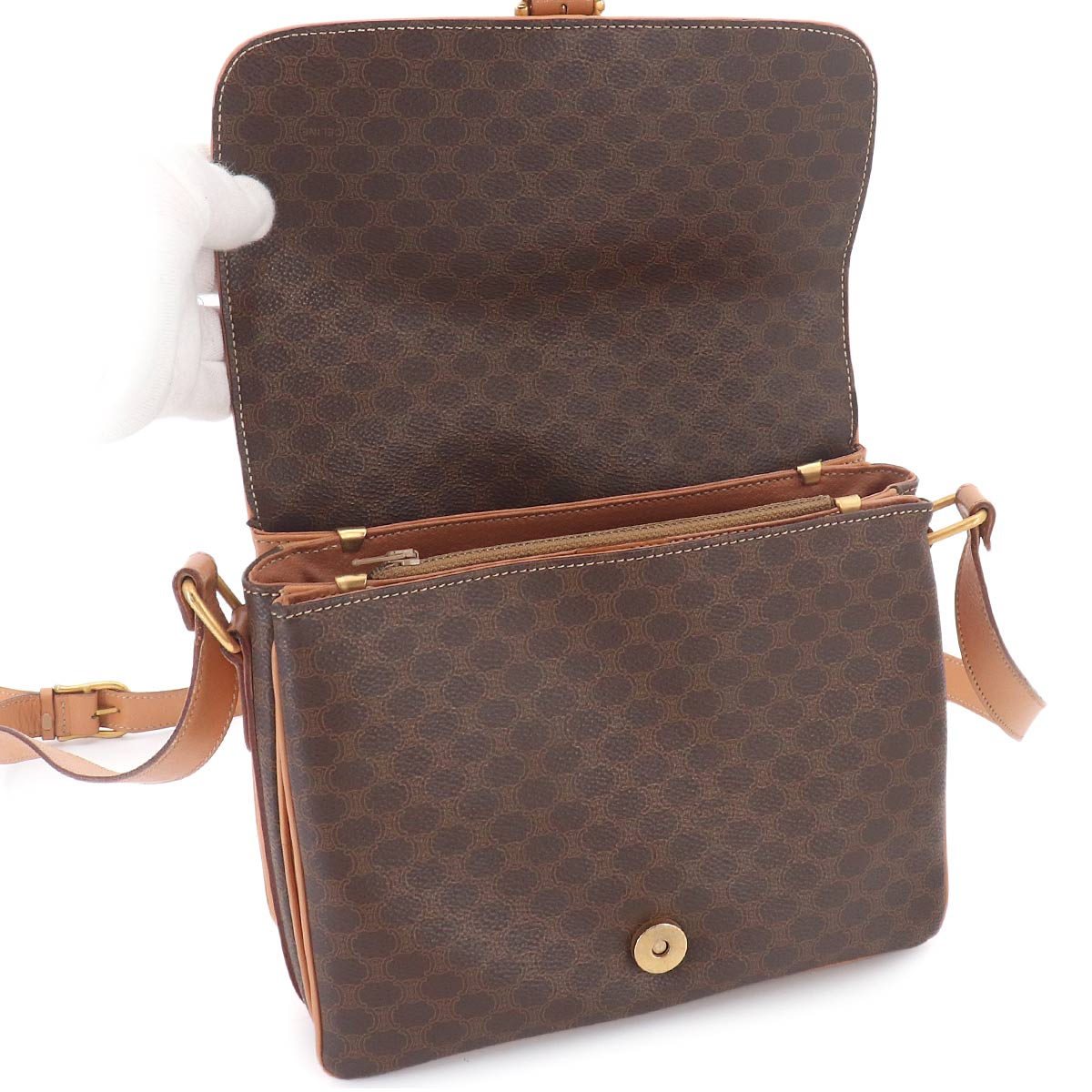 Macadam Shoulder Bag Leather PVC Brown Vintage Purse