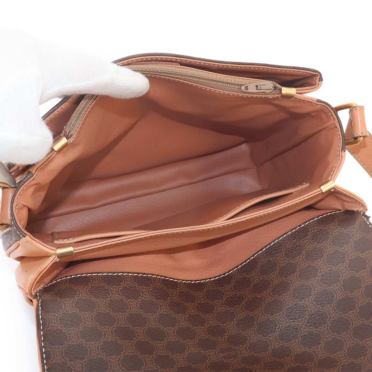 Macadam Shoulder Bag Leather PVC Brown Vintage Purse
