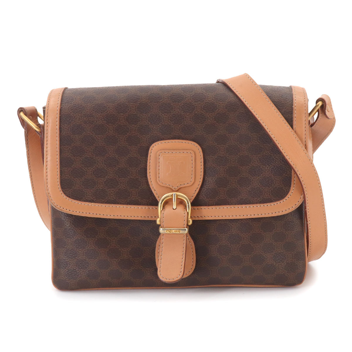 Macadam Shoulder Bag Leather PVC Brown Vintage Purse
