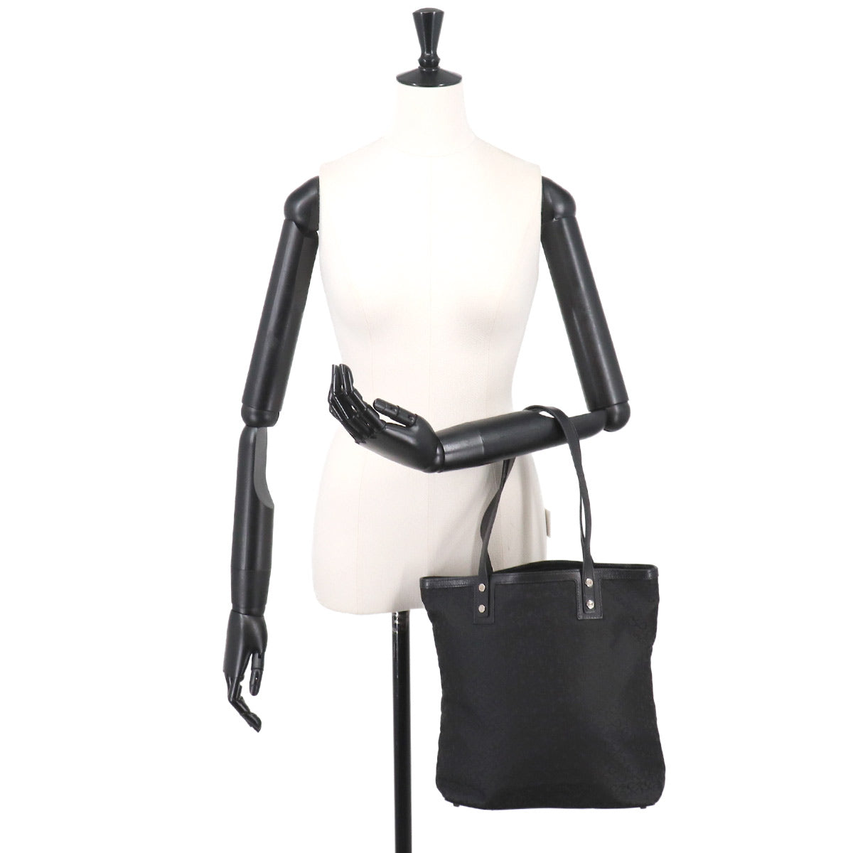 Macadam C Logos Tote Bag Canvas Leather Black Purse