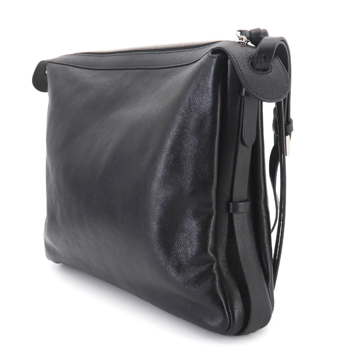 Simply Fendi Large Shoulder Bag Leather Nero 8BR831