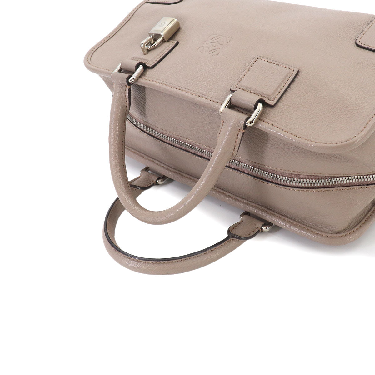 Amazona 28 Hand Bag Leather Beige Anagram Purse