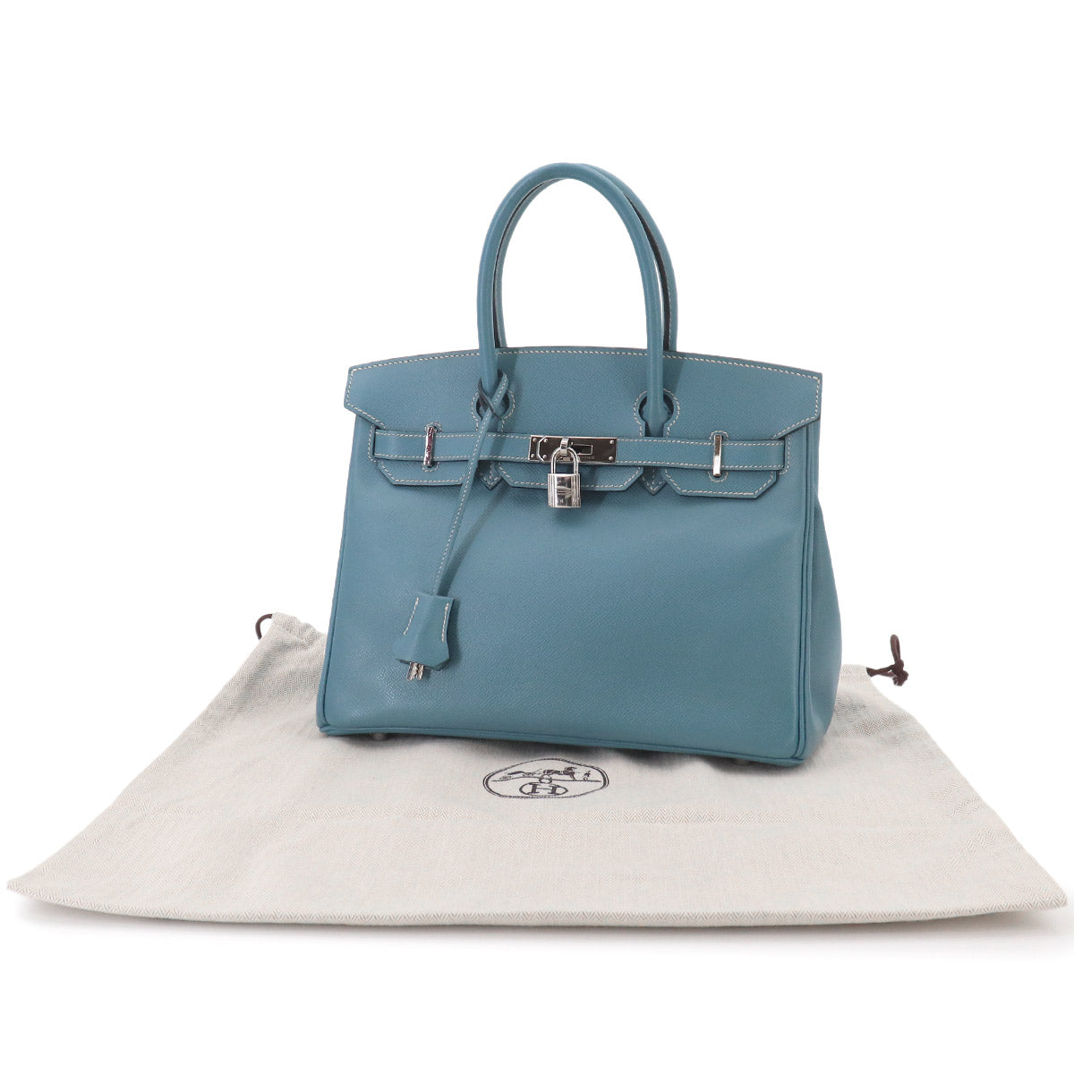 Birkin 30 Hand Bag Epsom Blue jean Purse