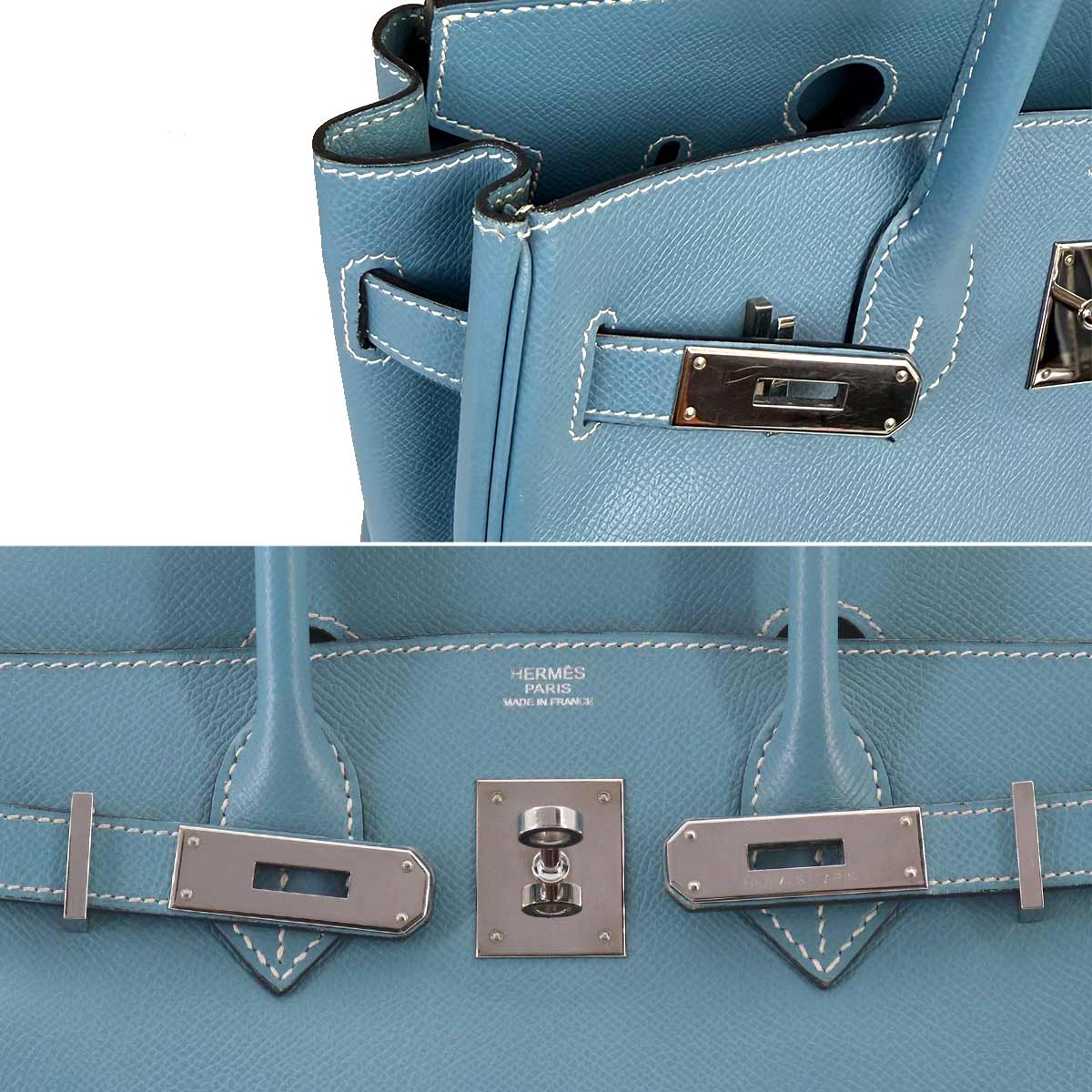 Birkin 30 Hand Bag Epsom Blue jean Purse
