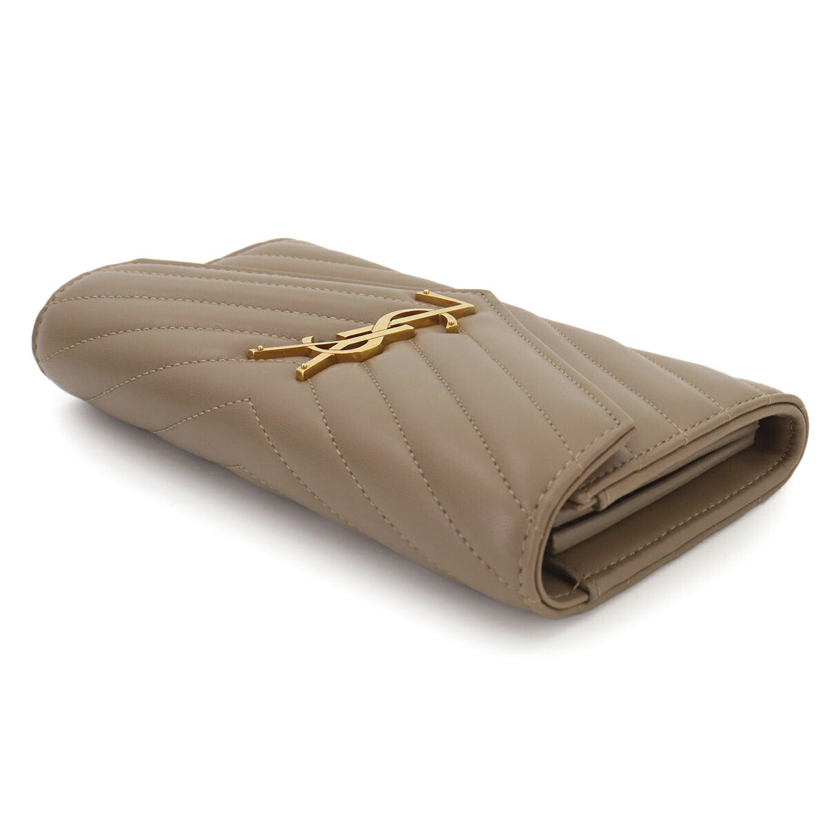 Monogram Large Flap Wallet Leather Greige 372264