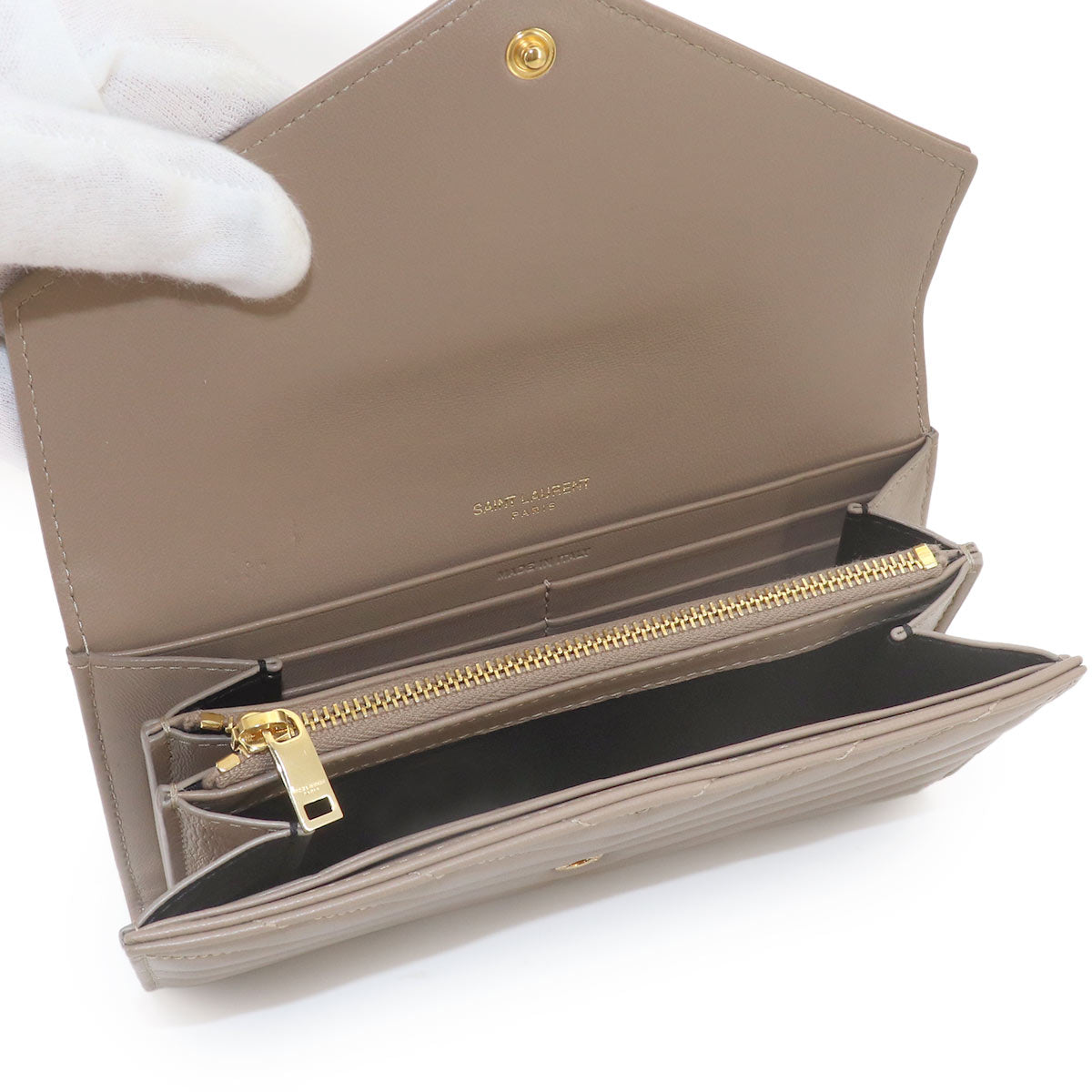 Monogram Large Flap Wallet Leather Greige 372264