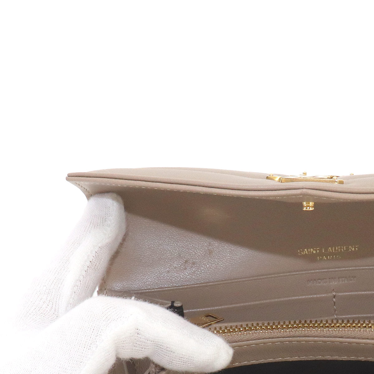 Monogram Large Flap Wallet Leather Greige 372264