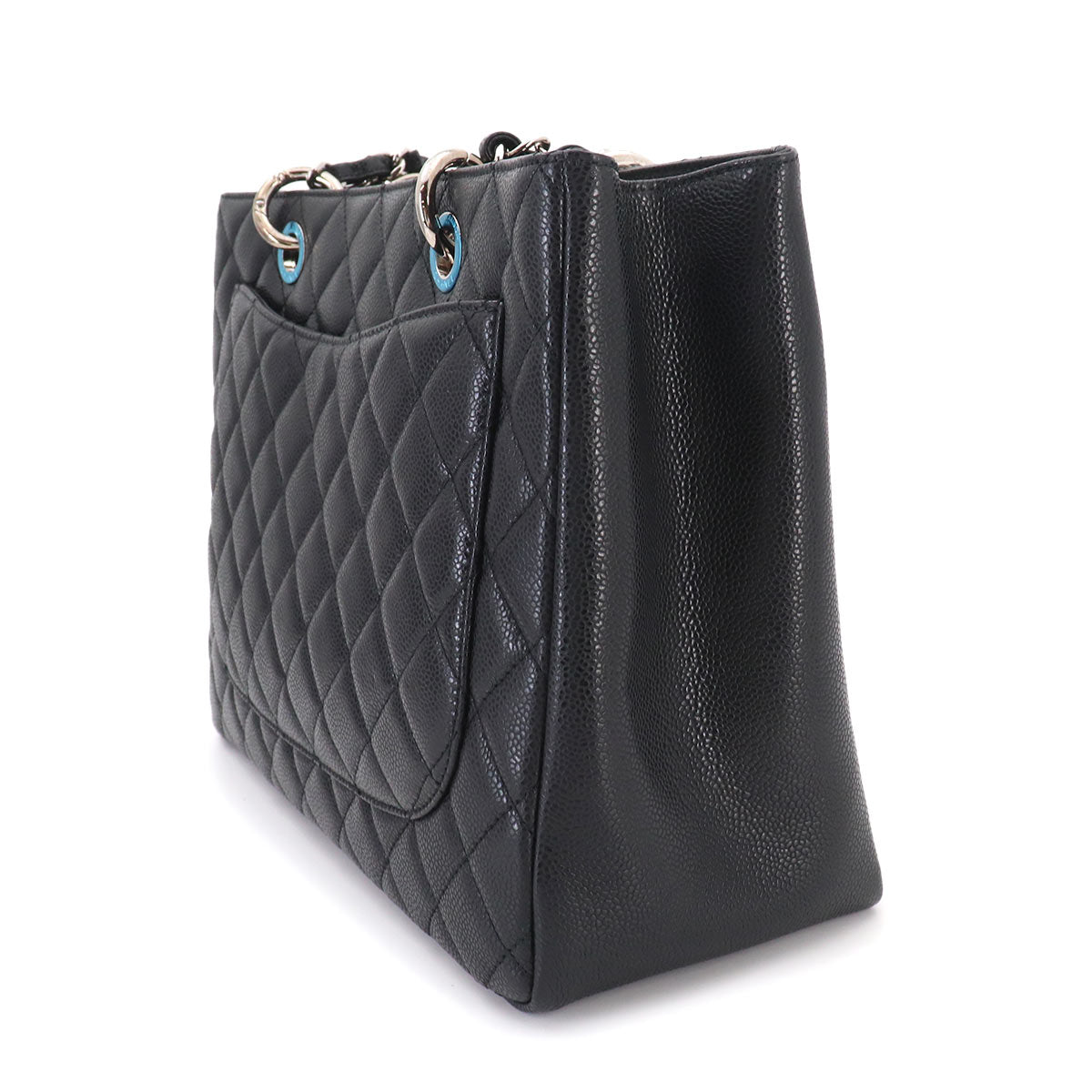 Matelasse Grand Shopping Tote Bag Leather Black GST A50995