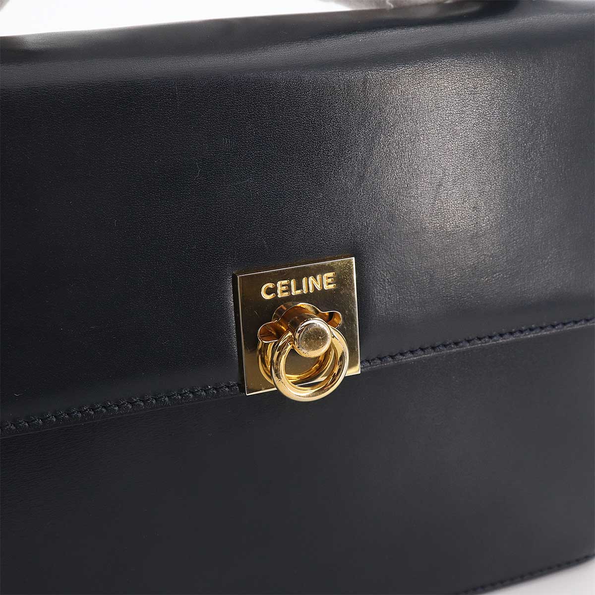 Gancini Hand Bag Leather Navy Vintage Purse