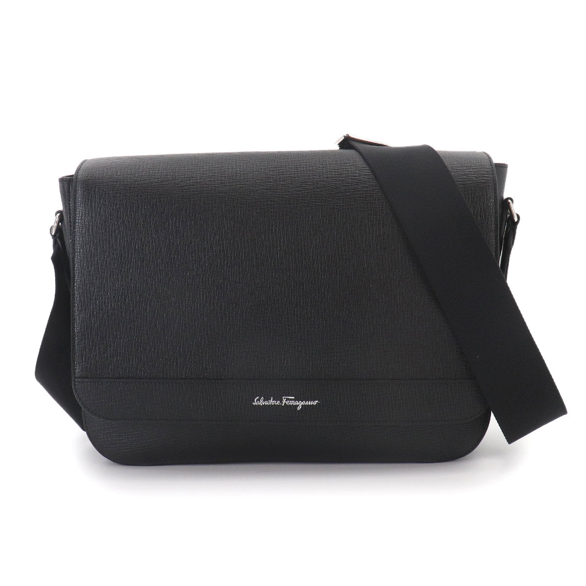 Messenger Shoulder Bag Leather Black Purse