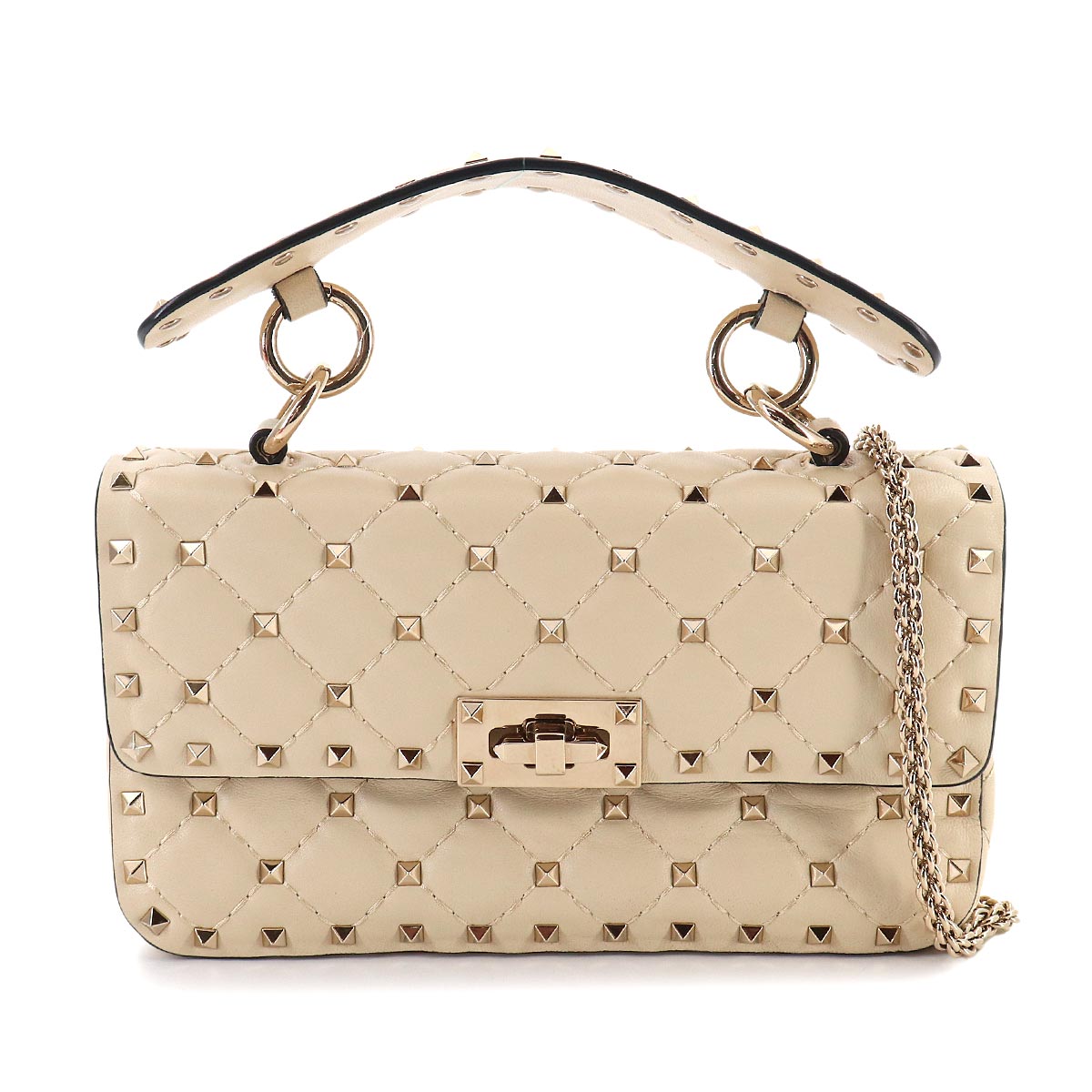 Rockstuds Spike Small 2way Hand Shoulder Bag White