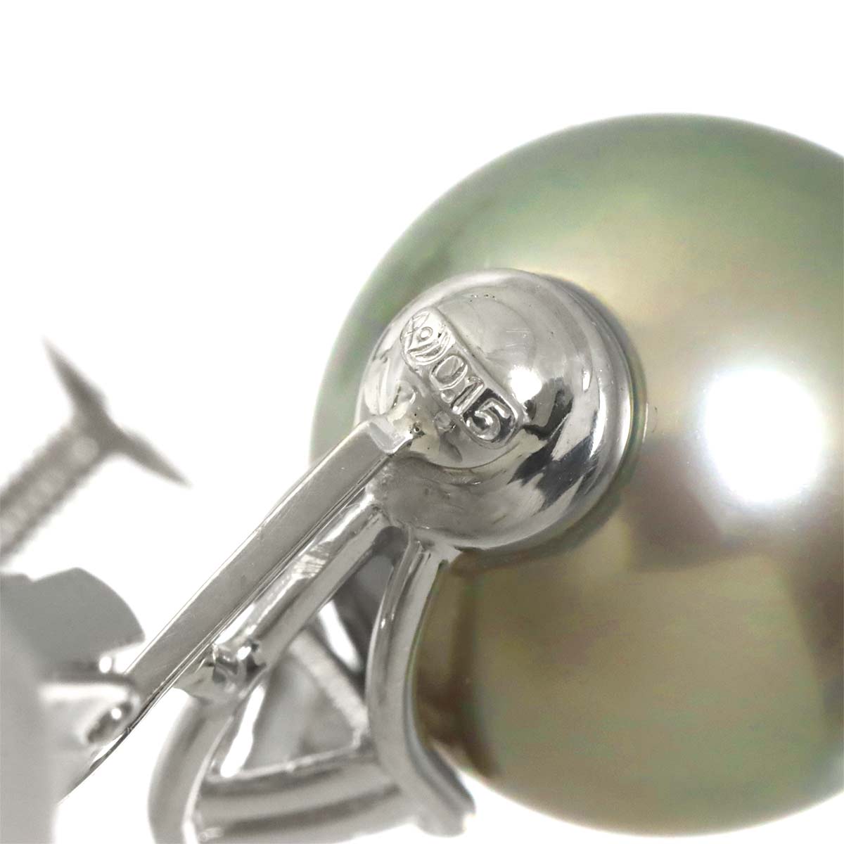 Black Pearl 12.8-12.6mm Diamond 0.15ct/0.15ct Earrings Pt