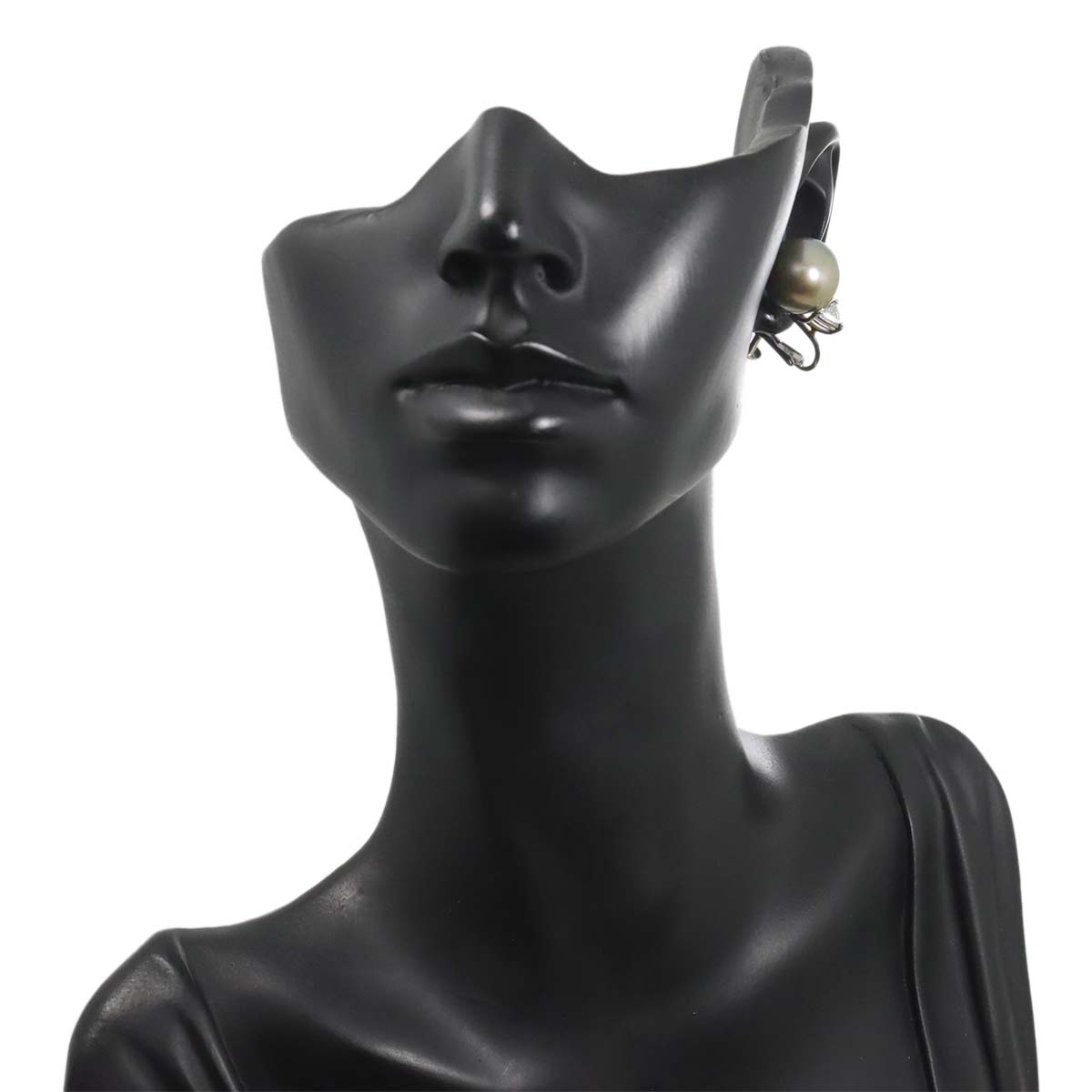 Black Pearl 12.8-12.6mm Diamond 0.15ct/0.15ct Earrings Pt