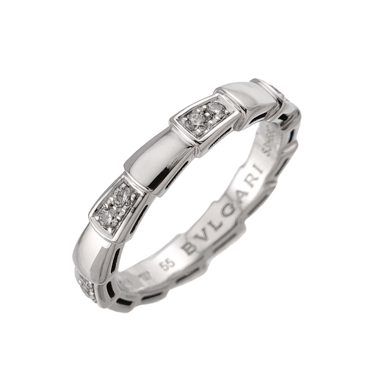 Serpenti Viper Diamond Ring 18K White Gold 750 size55 7.25(US)
