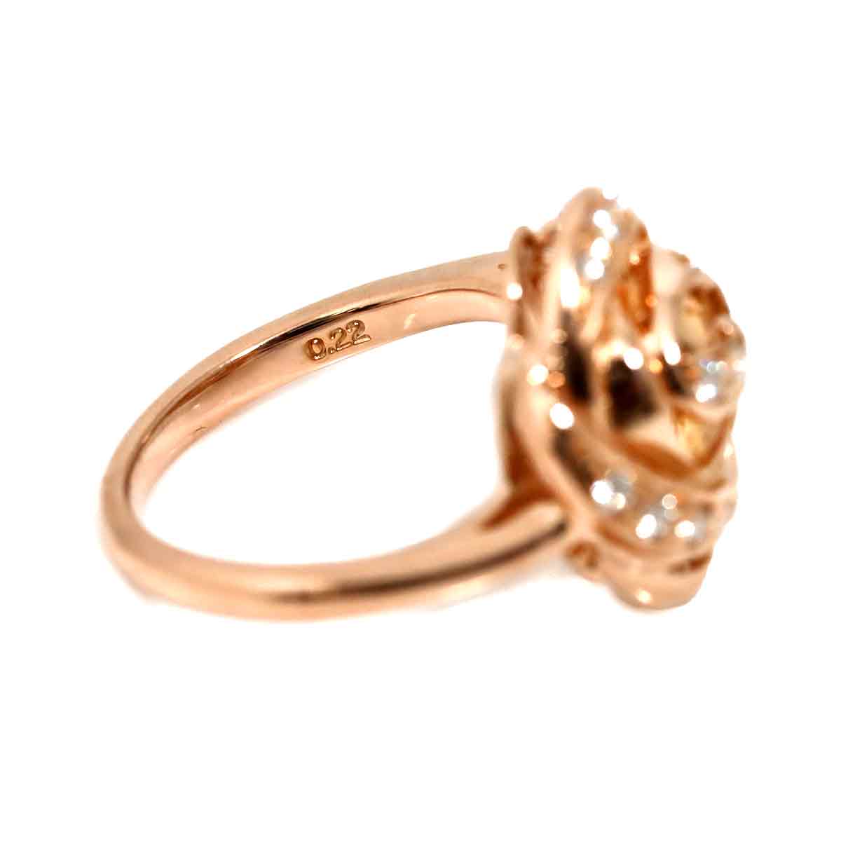 Diamond 0.22ct Ring 18K Pink Gold 750 Size6.25-6.5(US)