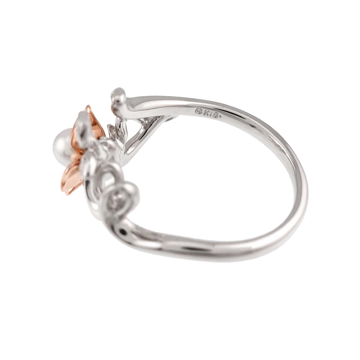 Akoya Pearl 4.0mm Diamond Ring 18K WG PG 750 size6.25-6.5(US)