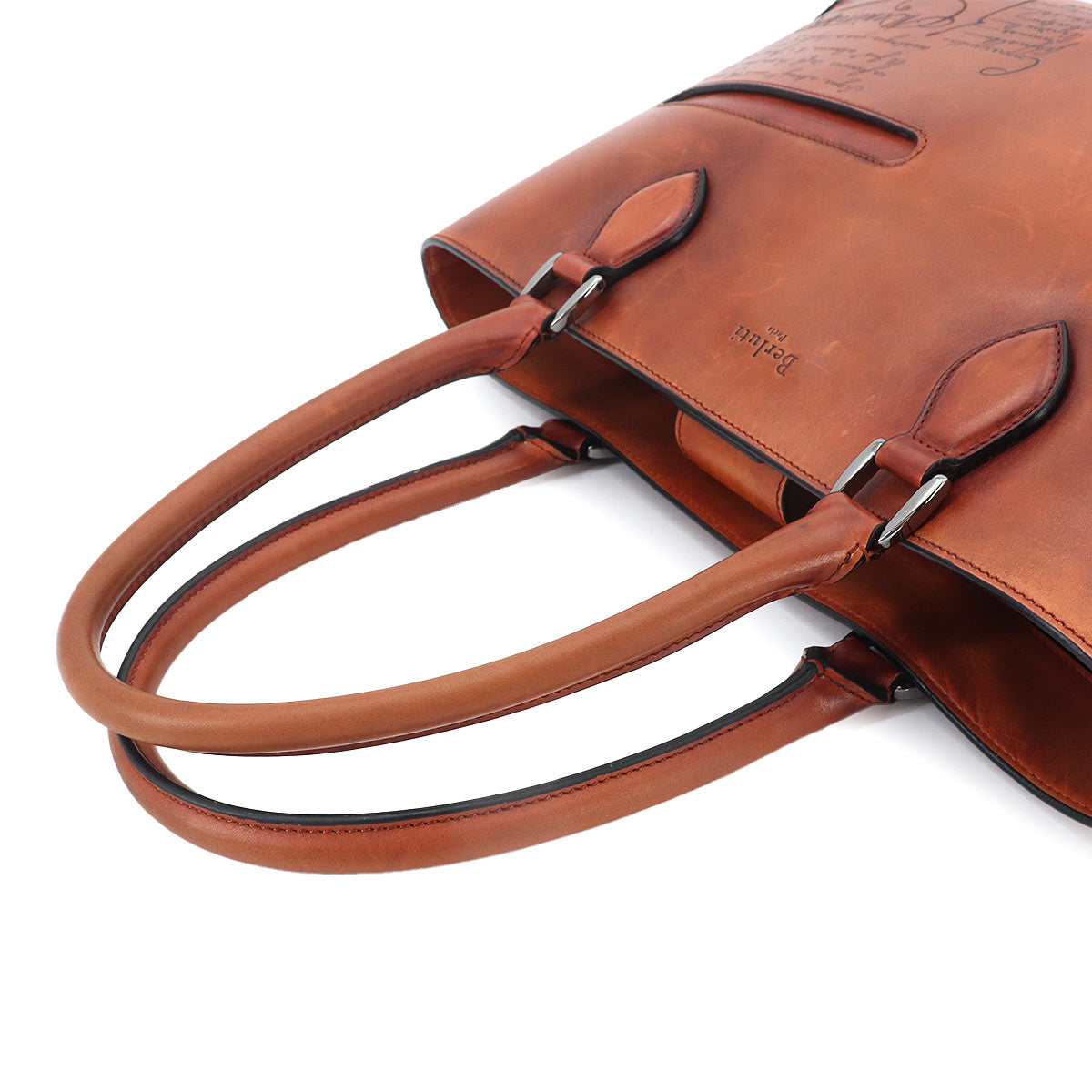 Calligraphy Toujours Tote Bag Venezia Leather Brown