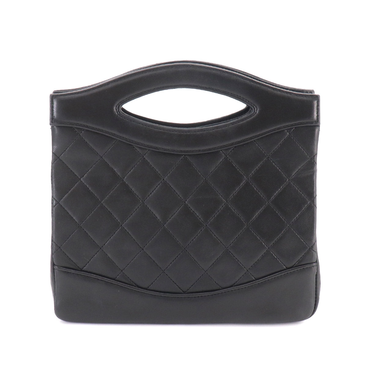 Matelasse 2way Hand Shoulder Bag Leather Black Vintage Purse