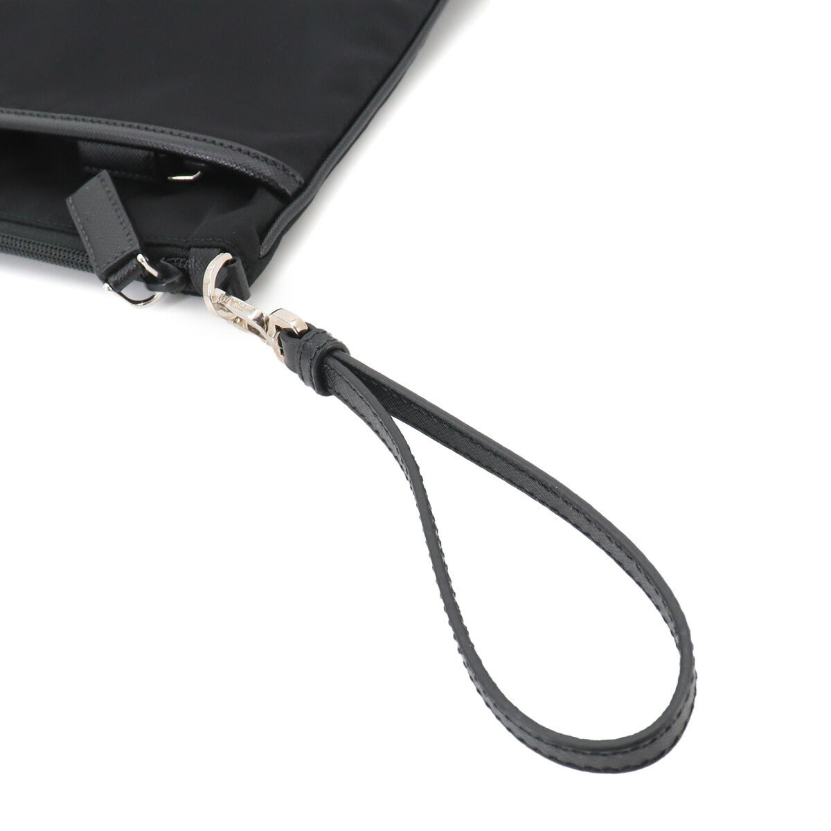 Clutch Bag Nylon Saffiano Leather Black 2VN012 Purse