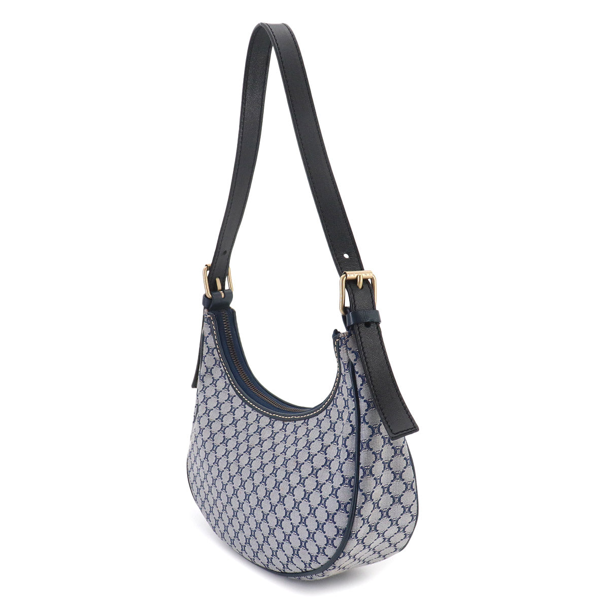 Macadam Shoulder Bag Canvas Leather Blue Vintage