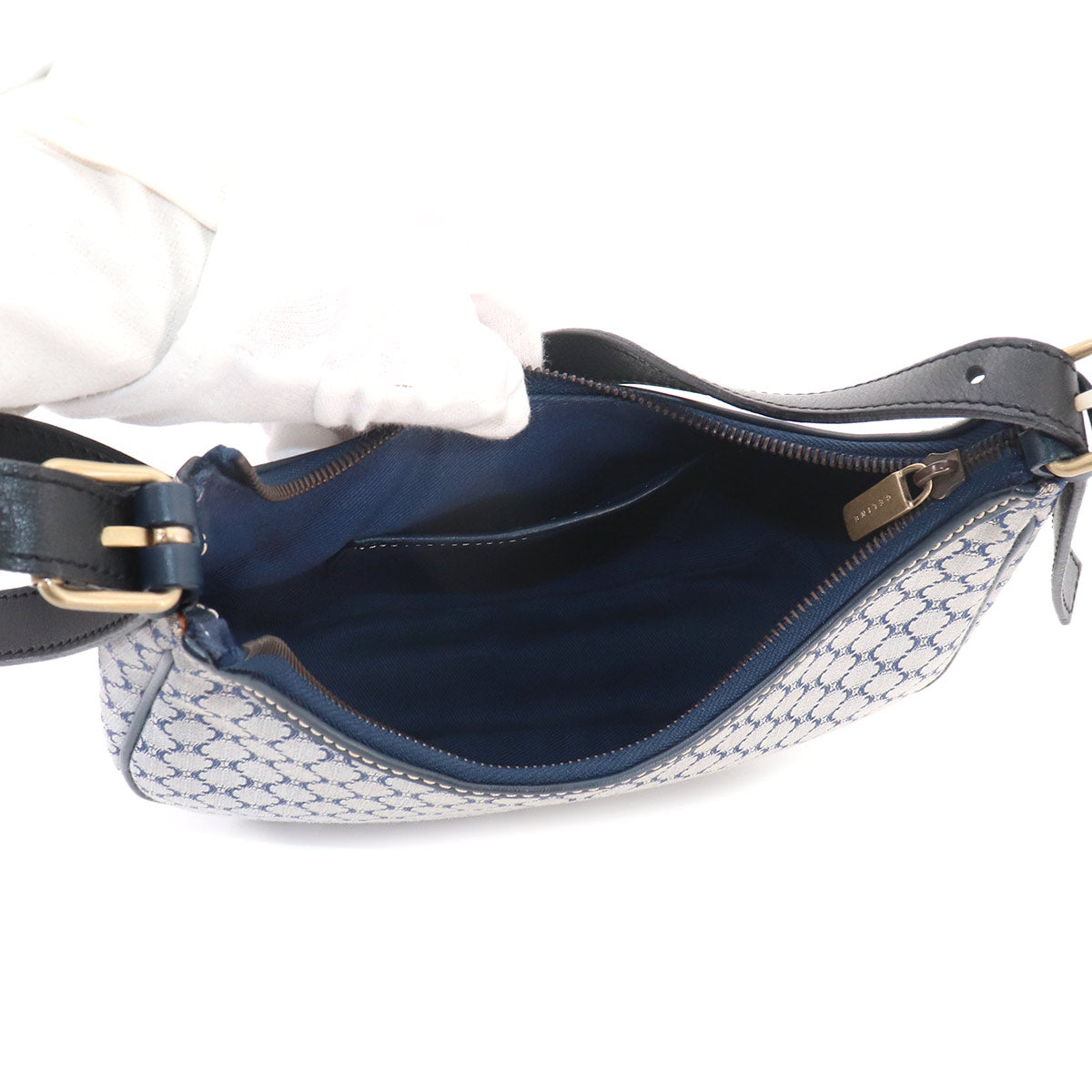 Macadam Shoulder Bag Canvas Leather Blue Vintage