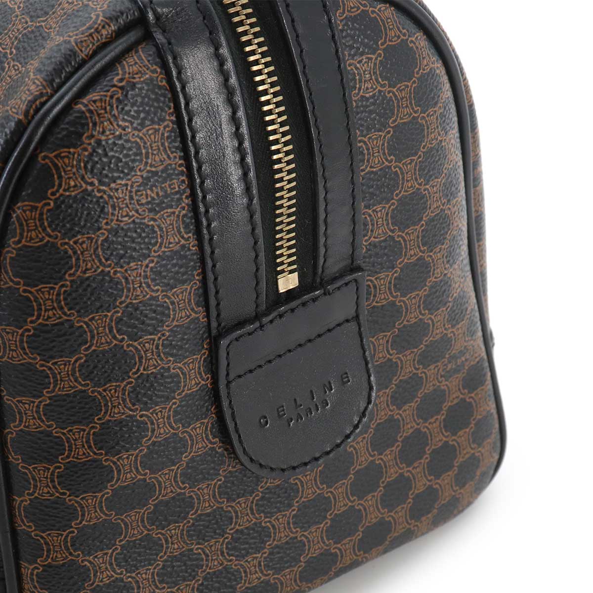 Macadam Boston Hand Bag PVC Leather Black Brown Purse
