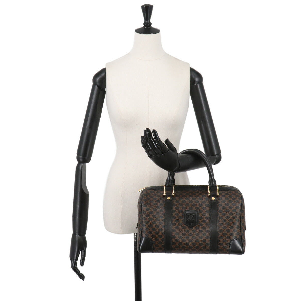 Macadam Boston Hand Bag PVC Leather Black Brown Purse