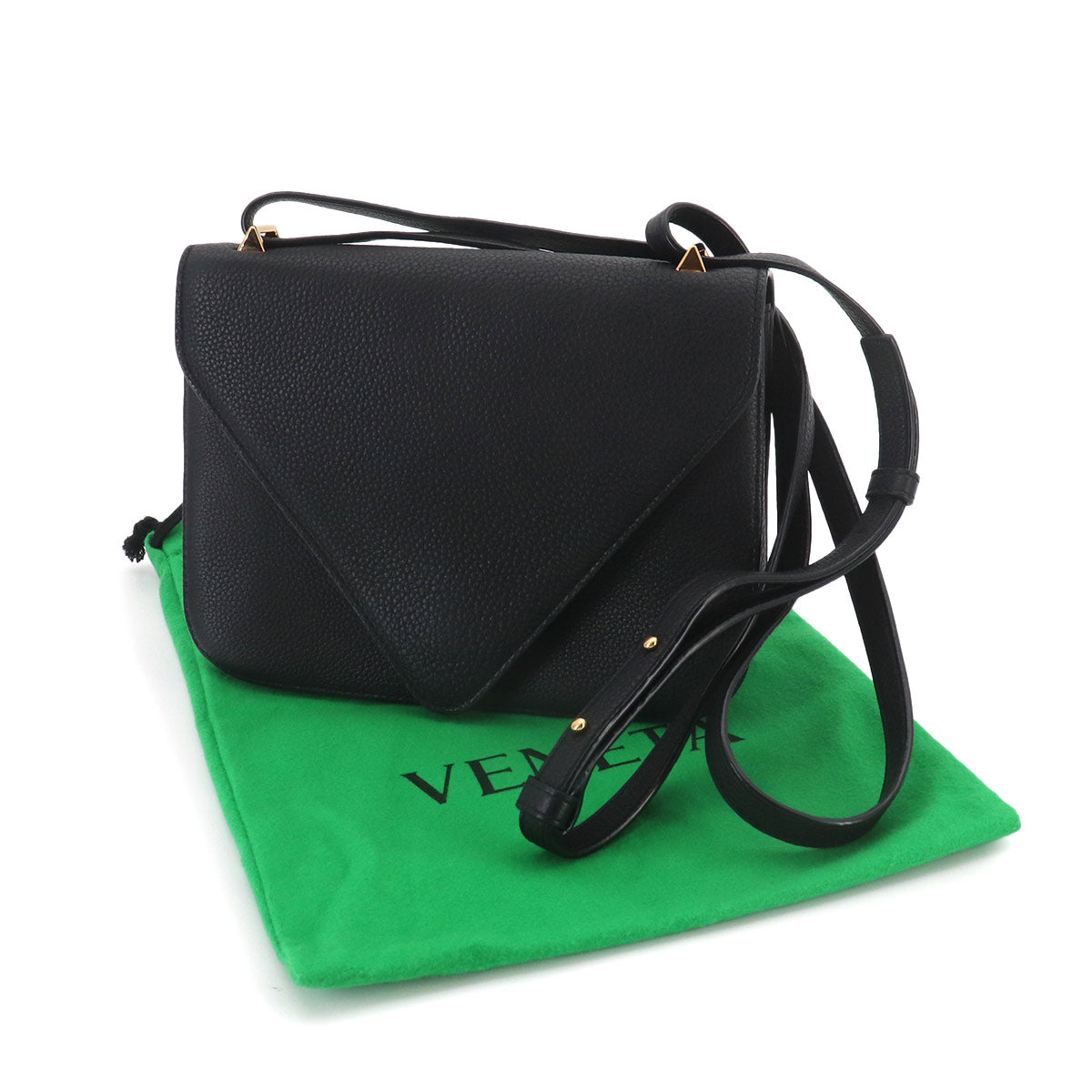 Mount Chain Hand Shoulder Bag Lether Black 667399
