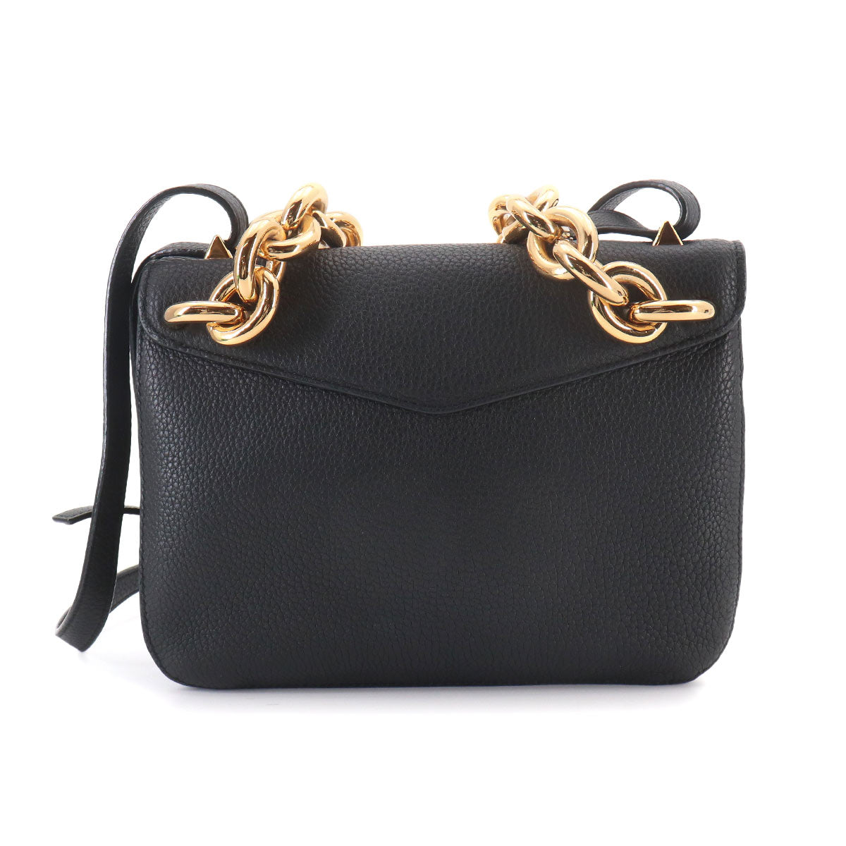Mount Chain Hand Shoulder Bag Lether Black 667399