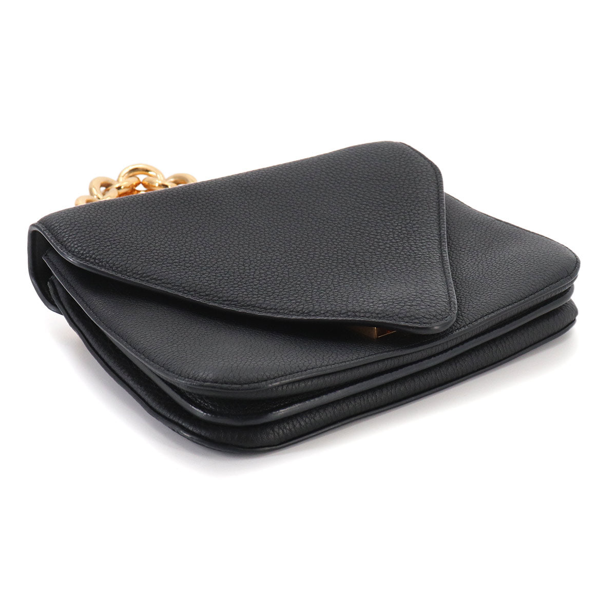 Mount Chain Hand Shoulder Bag Lether Black 667399