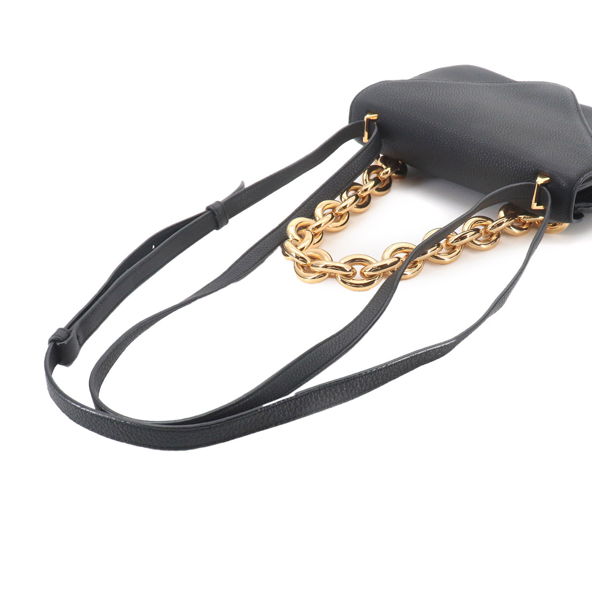 Mount Chain Hand Shoulder Bag Lether Black 667399
