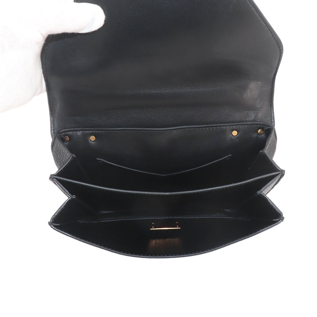 Mount Chain Hand Shoulder Bag Lether Black 667399
