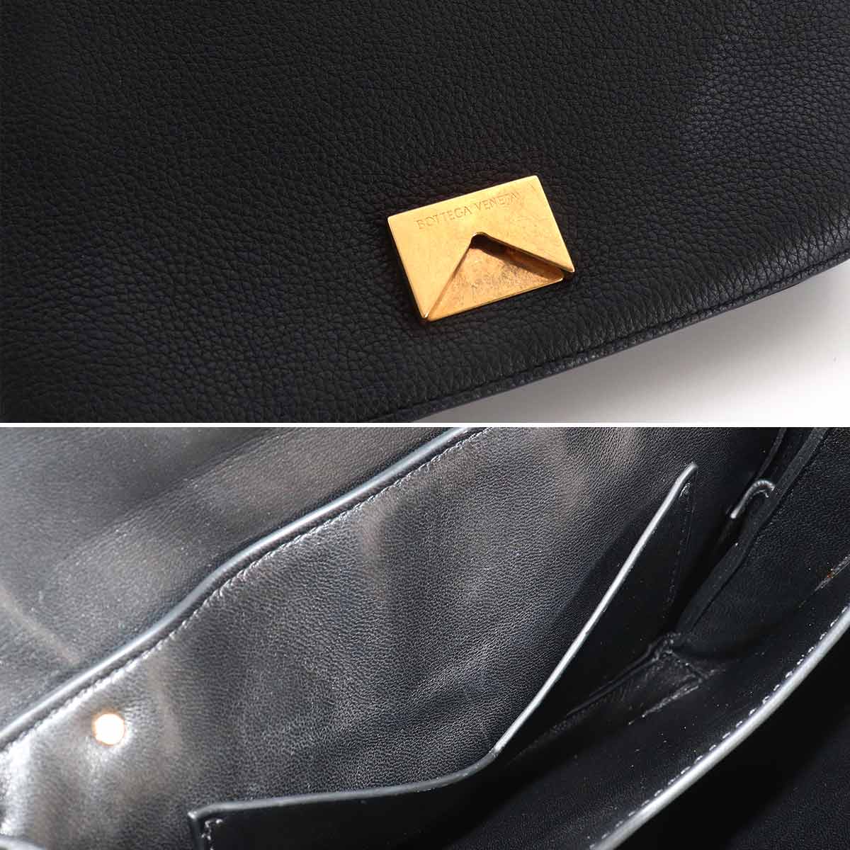 Mount Chain Hand Shoulder Bag Lether Black 667399