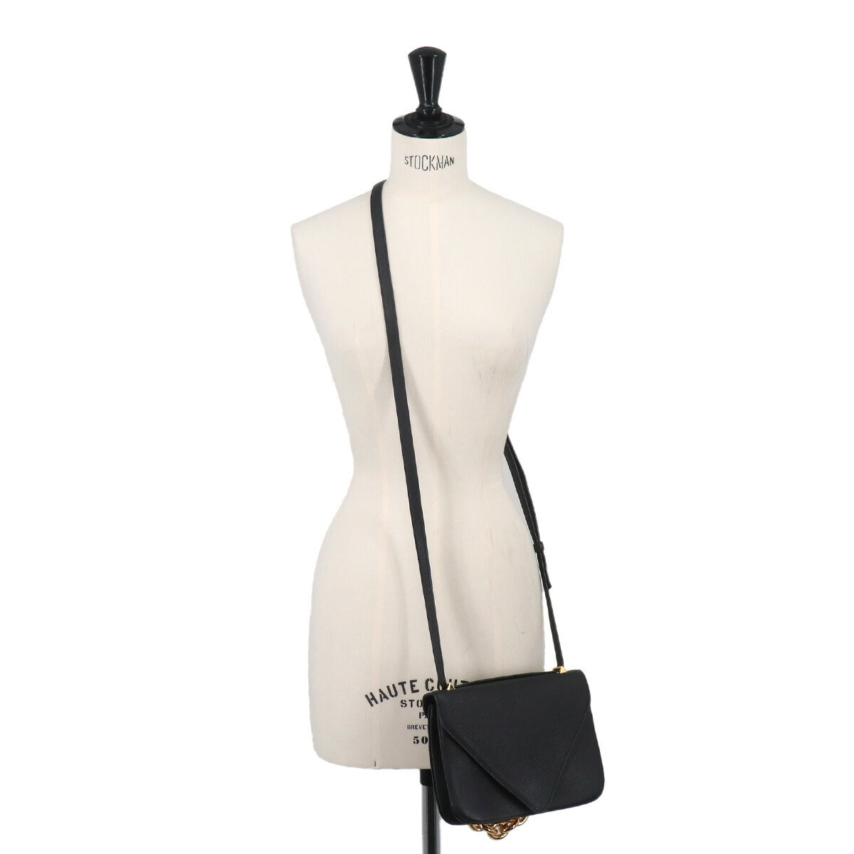 Mount Chain Hand Shoulder Bag Lether Black 667399
