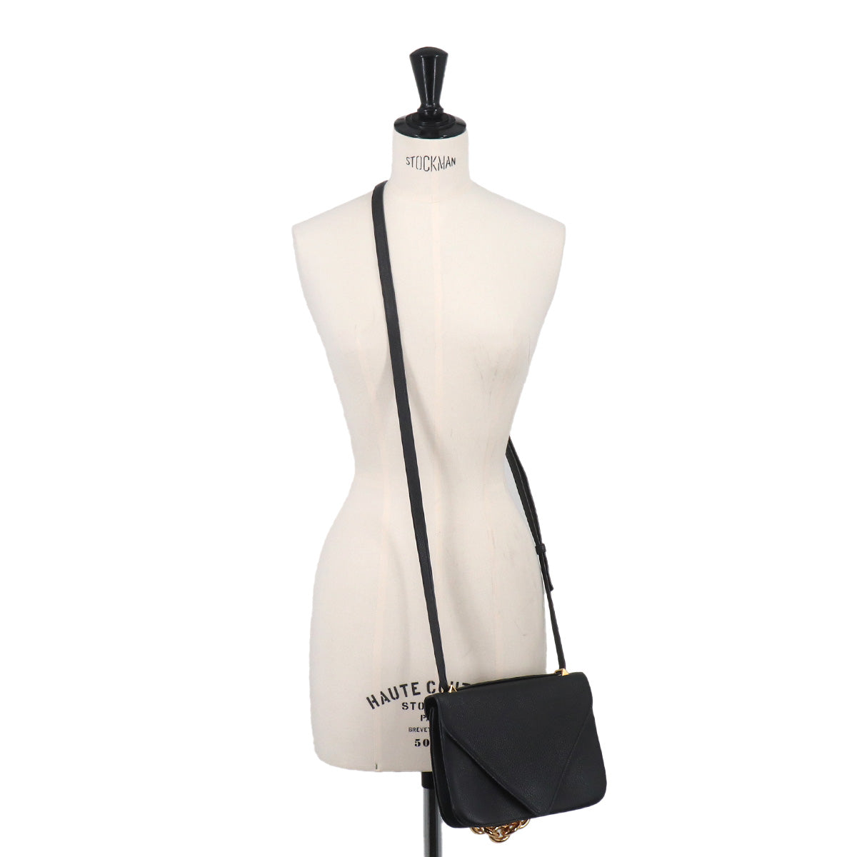 Mount Chain Hand Shoulder Bag Lether Black 667399
