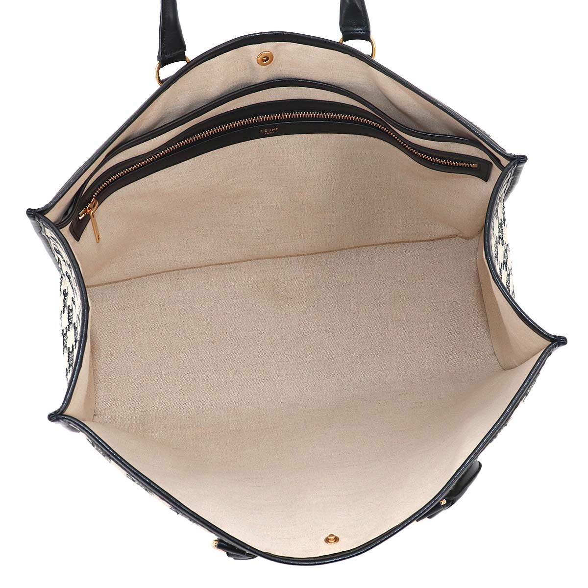 Triomphe Horizontal Cabas Tote Bag Canvas Leather Beige