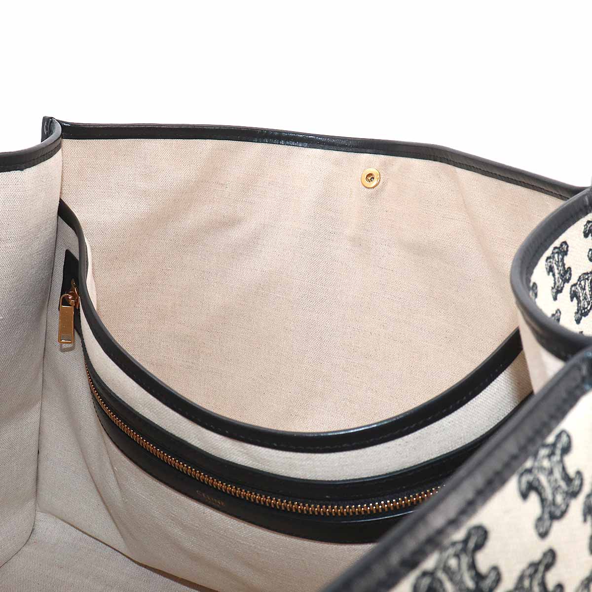 Triomphe Horizontal Cabas Tote Bag Canvas Leather Beige