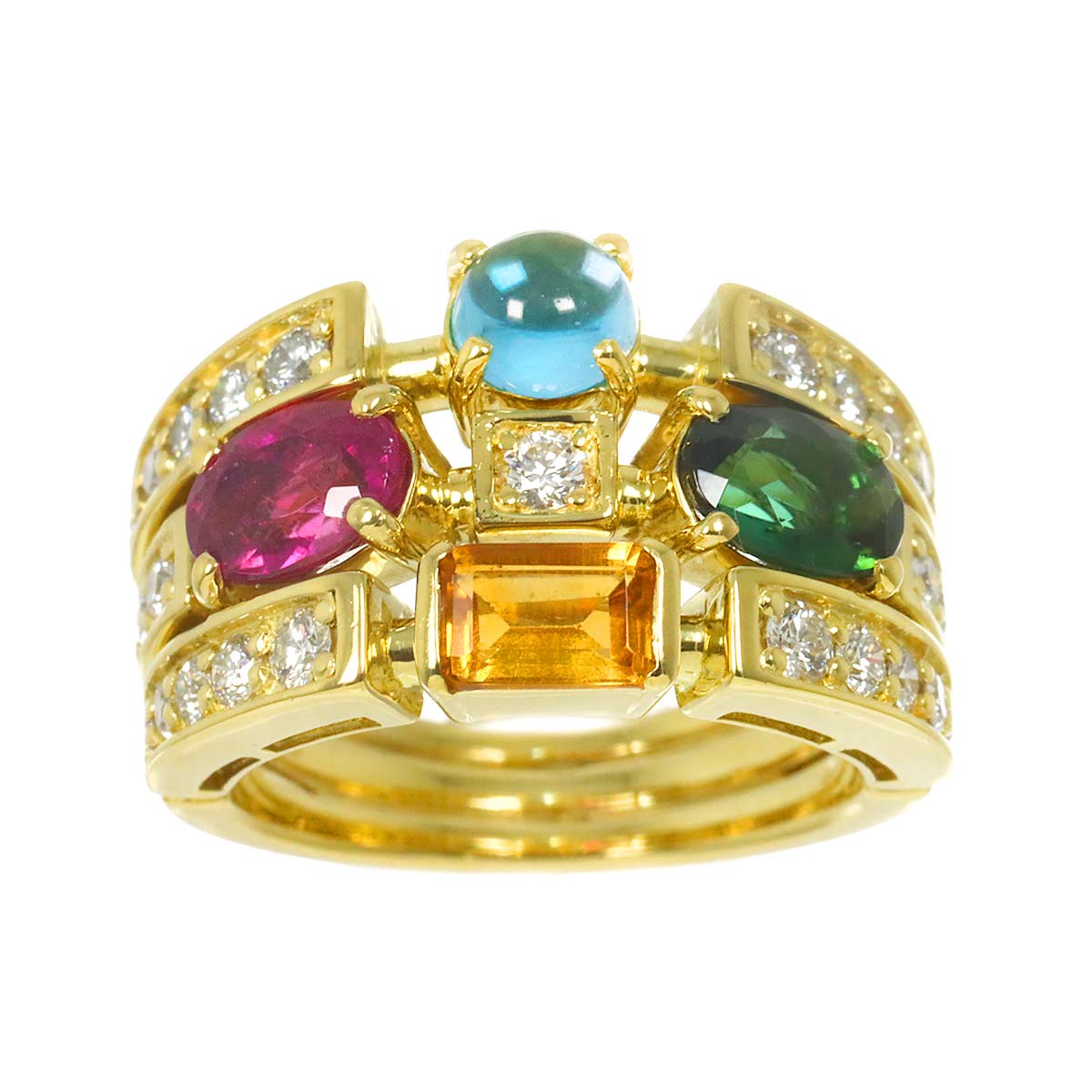 Multi Stone 2.81ct Diamond 0.78ct Ring 18K YG 750 Size6-6.25(US)