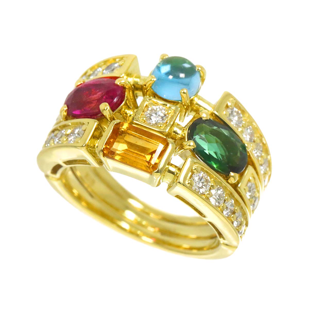Multi Stone 2.81ct Diamond 0.78ct Ring 18K YG 750 Size6-6.25(US)