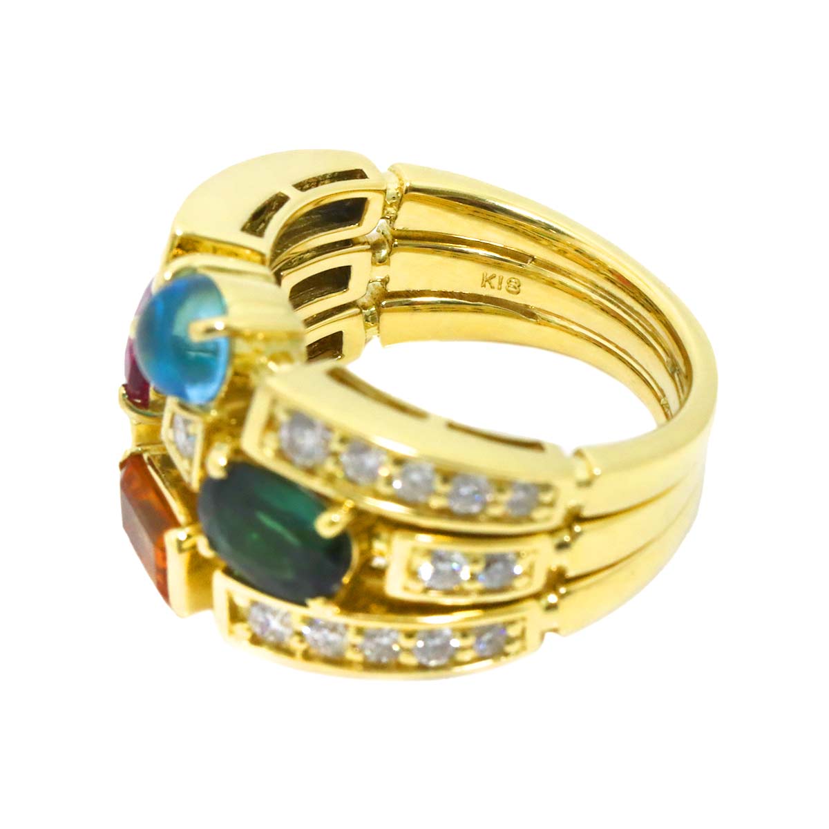 Multi Stone 2.81ct Diamond 0.78ct Ring 18K YG 750 Size6-6.25(US)