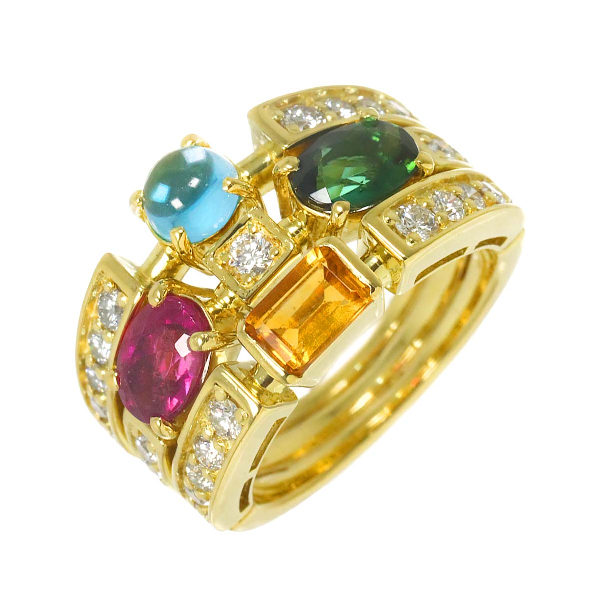 Multi Stone 2.81ct Diamond 0.78ct Ring 18K YG 750 Size6-6.25(US)