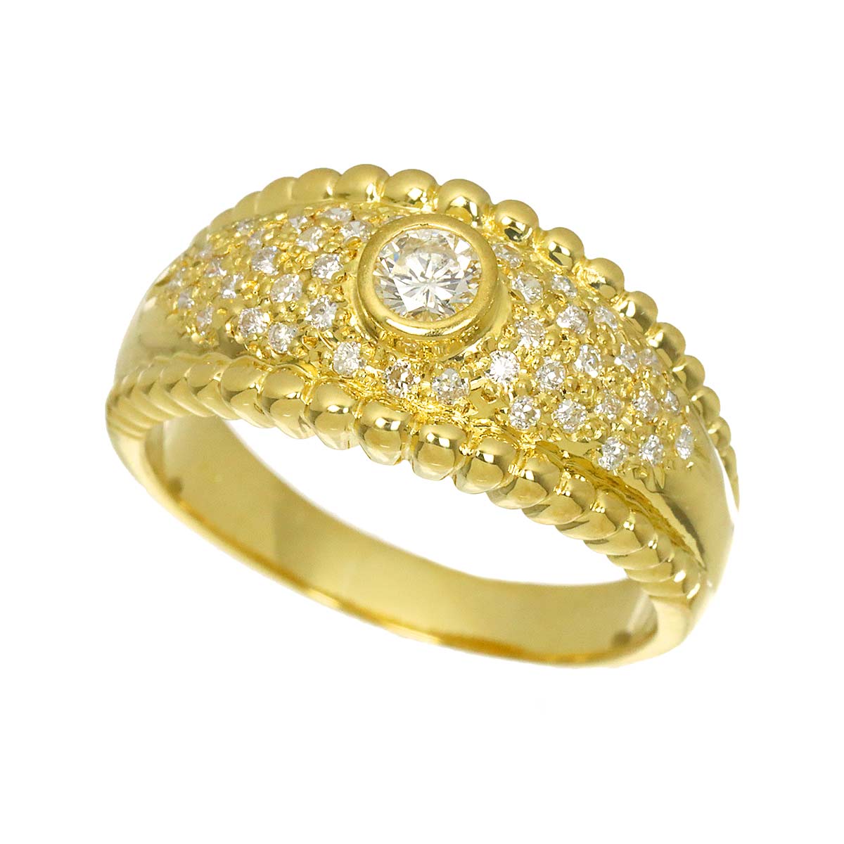 Diamond 0.20ct/0.31ct Ring 18K YG Yellow Gold 750 Size8.25(US)