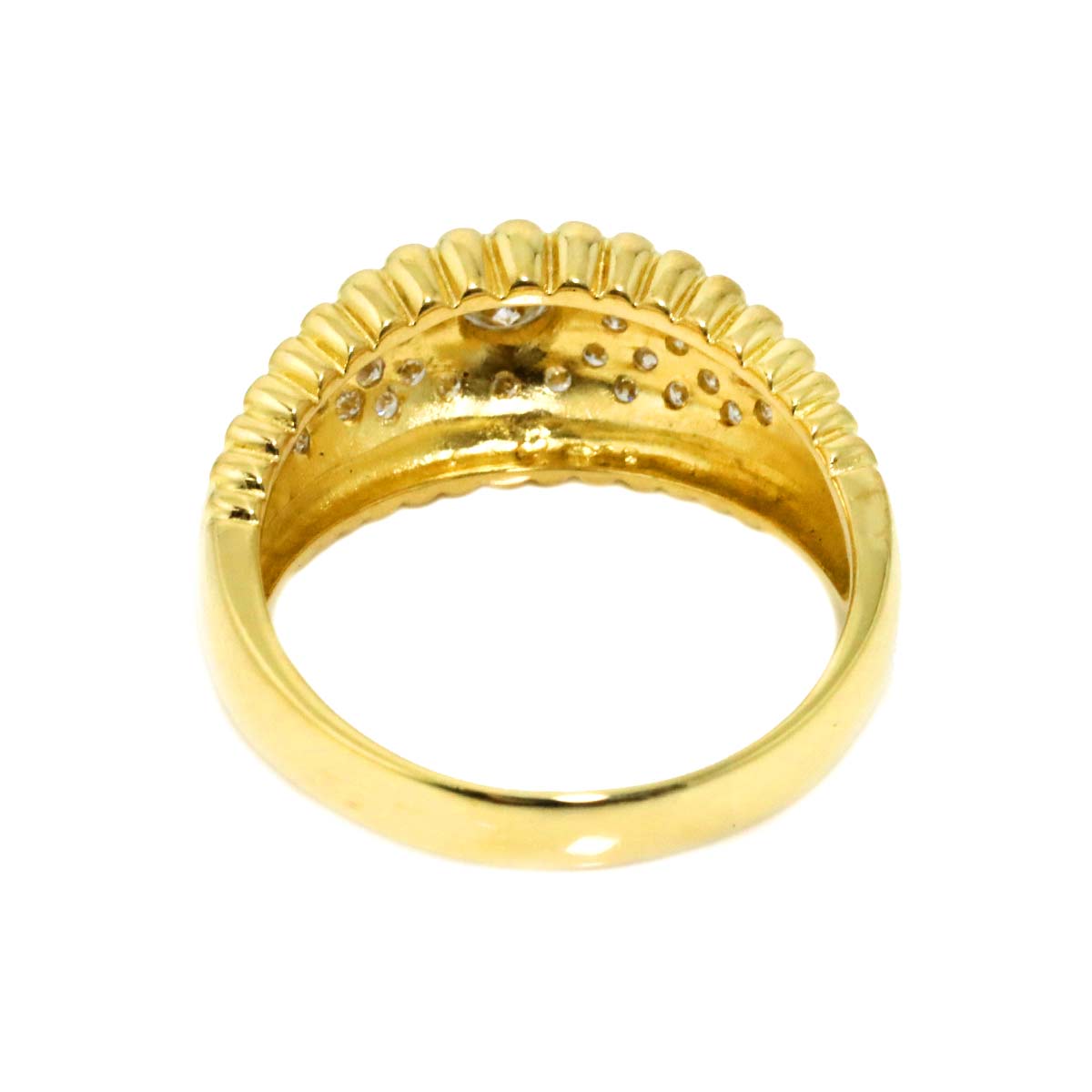 Diamond 0.20ct/0.31ct Ring 18K YG Yellow Gold 750 Size8.25(US)